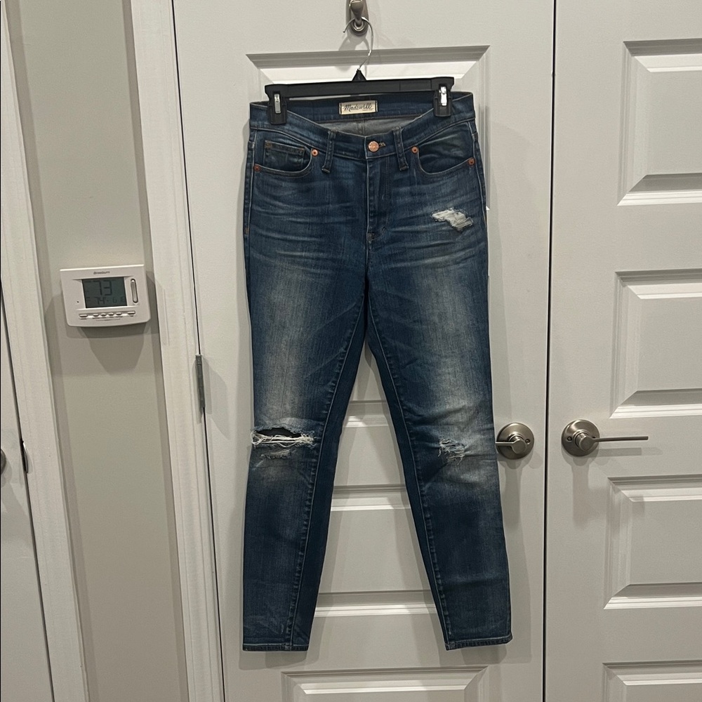 Madewell Dark Blue Distressed Skinny Jeans